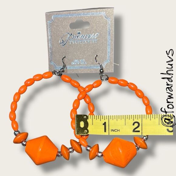 Bundle Sale 3 for $15 | Princess Accessories Orange Hoop Earrings - Picture 5 of 7